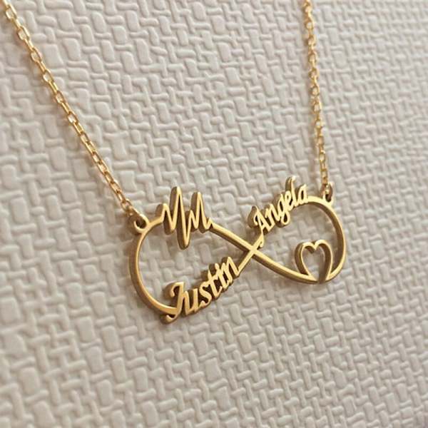 Mode personligt Infinity-namnhalsband med hjärta och
