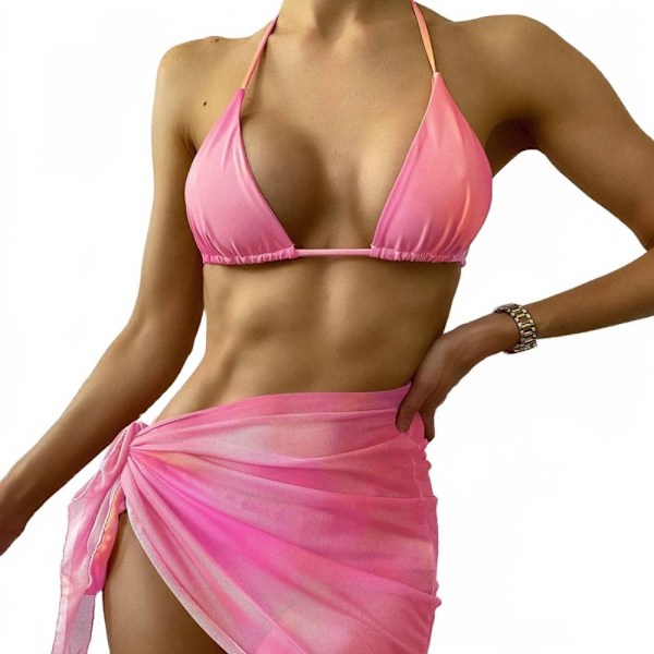 Strandbadkläder i kjolstil Tredelad kostym, sexig bikini in Pink L