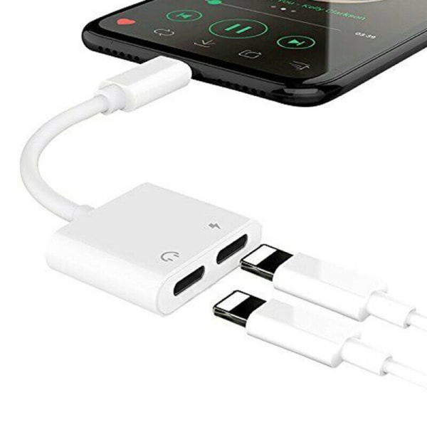 Dubbla adaptrar för iPhone 2 i 1 hörlursladdare för Apple