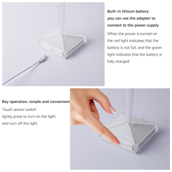 11,5 cm diamantbordslampa, 220V USB laddningsnät Röd säng