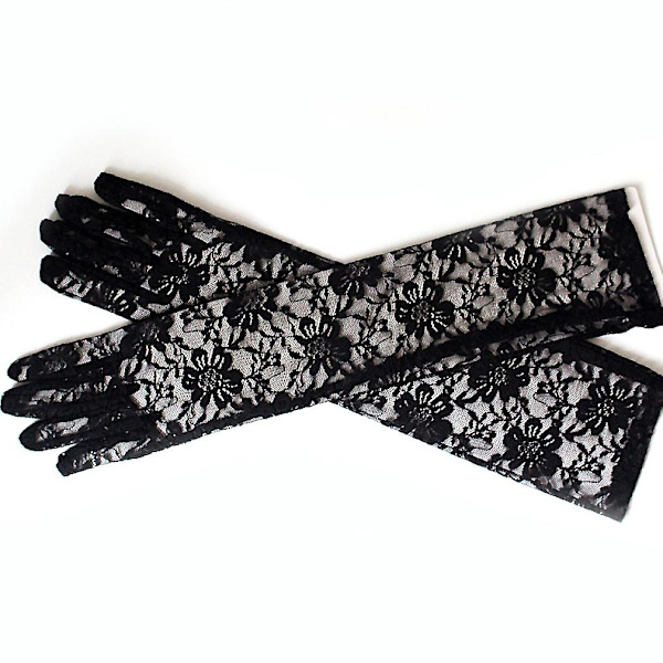 Eleganta långa handskar Nylon Elastiska solskyddande spetshandskar