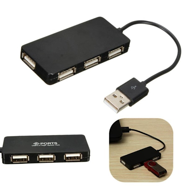 4 portar USB Hub Höghastighets USB 2.0 Hub Multi USB Splitter