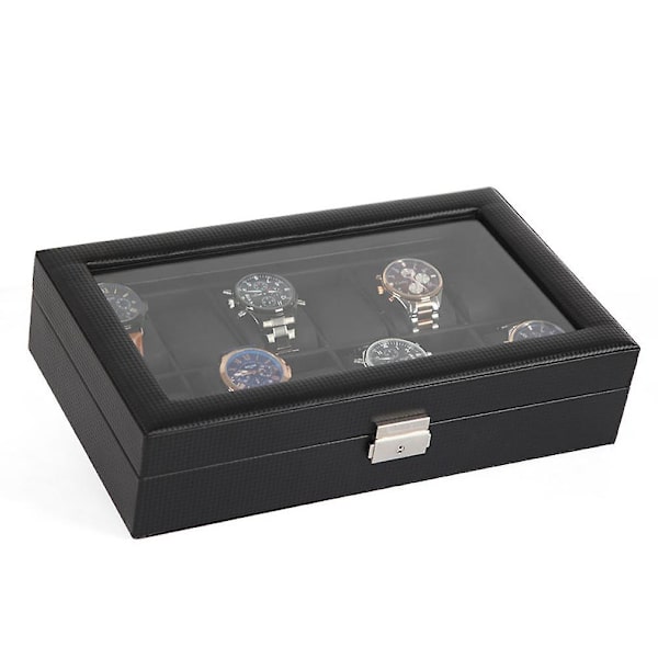Kolfiber watch Box 12 platser Watch Display case