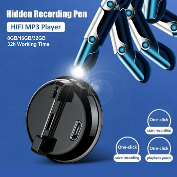 16GB Mini Voice Recorder Digital ljudinspelare med ett klick