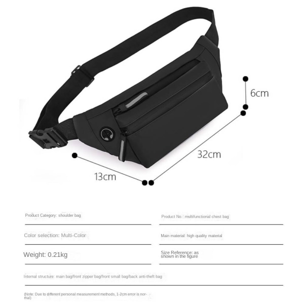 Crossbody-väska för män, tättslutande vattentät utomhus Khaki