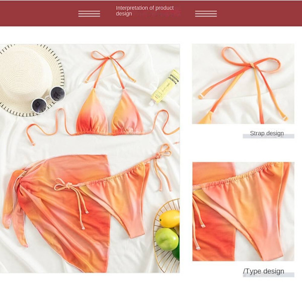 Strandbadkläder i kjolstil Tredelad kostym, sexig bikini in Pink L