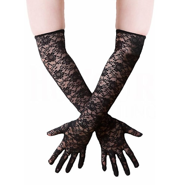 Eleganta långa handskar Nylon Elastiska solskyddande spetshandskar