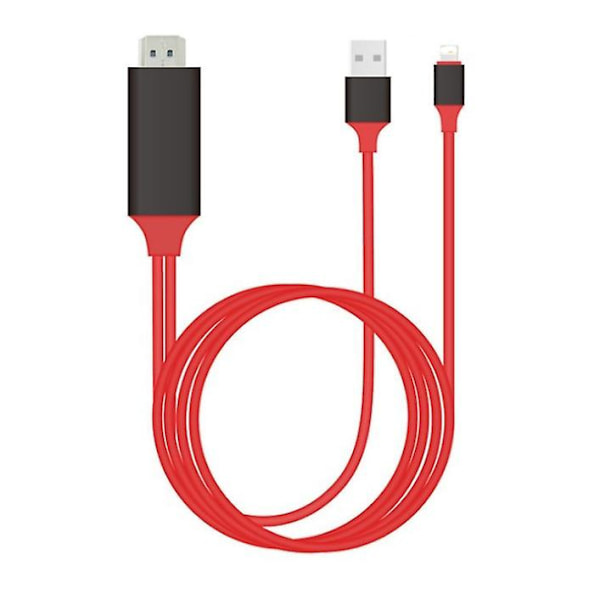 Lightning till HDMI Digital TV AV Adapterkabel 2 m (röd)