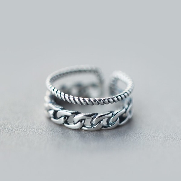 Silversmycken dekorativa kedjemönster Ringar 925 Sterling