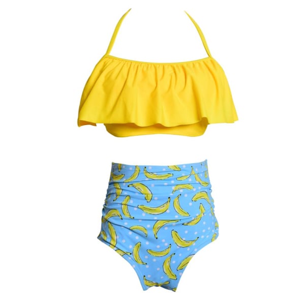 Hög midja delad baddräkt, bikini europeisk och amerikansk sexig Yellow S