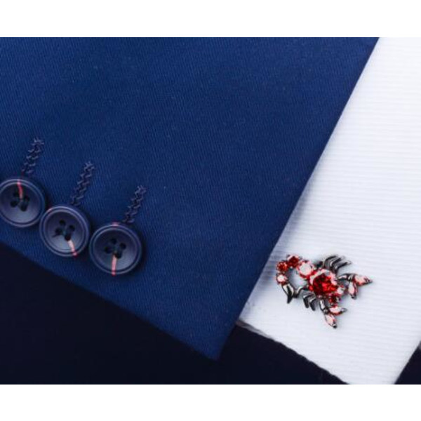 Hög kvalitet Röd Zircons Scorpion Manschettknapp Herrskjorta Metall