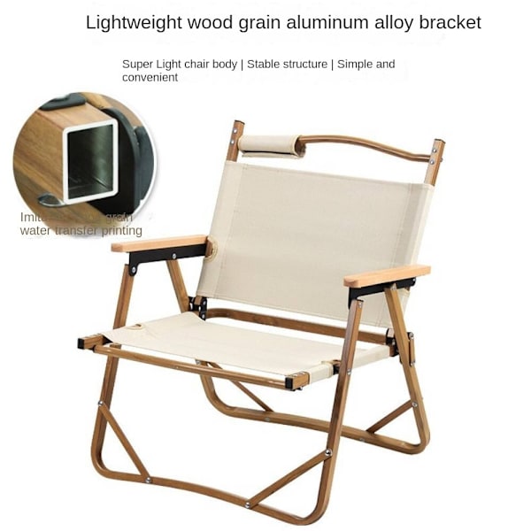 Bärbar strandstol av träkorn i aluminiumlegering, utomhus Black
