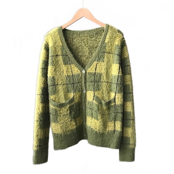Vintage mohair tröja kvinnor stickade koftor Harajuku Lazy