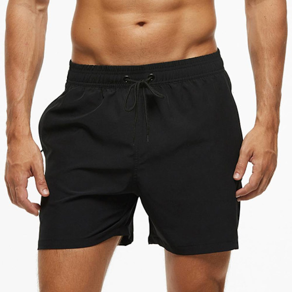 Quarter Beach Pants Enfärgade Män, Casual Shorts Pocket Black XXL