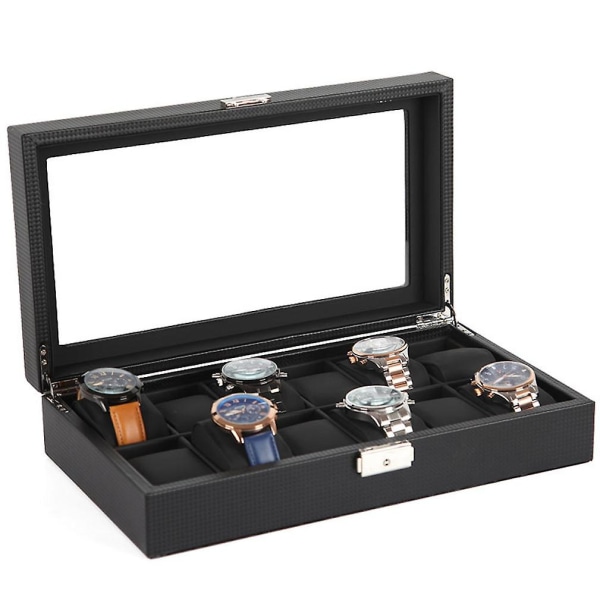 Kolfiber watch Box 12 platser Watch Display case