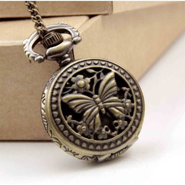 SteamPunk Butterfly Retro FLIP watch Halsbandshänge