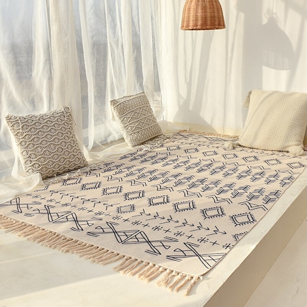 Nordic Cotton Linnematta För Sängbord Vardagsrum 120x180cm