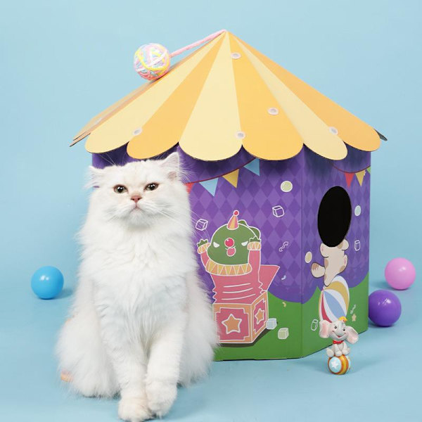 Tecknad Cat Scratcher Circus Cat Nest Grind Claws Cylinder