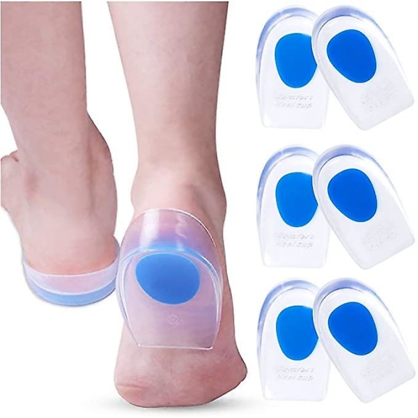 3 Par Gel Heel Cups Plantar Fasciitis Inserts - Silikon