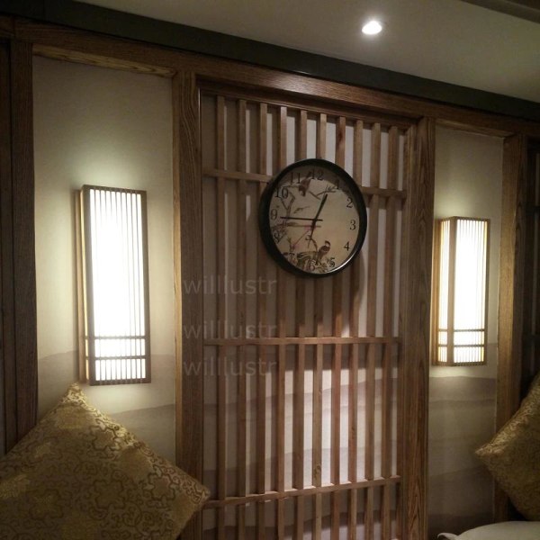 4W japansk stil vägglampa sängbord massivt trä Tatami inomhus
