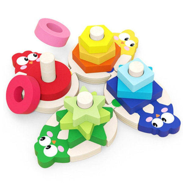 Trä Geometriska Pussel Stapling Spel Pussel Leksaker Lärande
