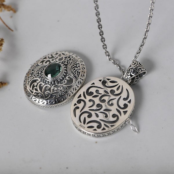925 Sterling Silver Färg Kedjehängande Box öppningsbar