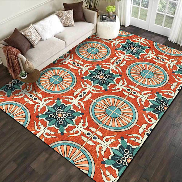 80*120CM Retro Forntida Europeiskt Mönster Circle Vardagsrum