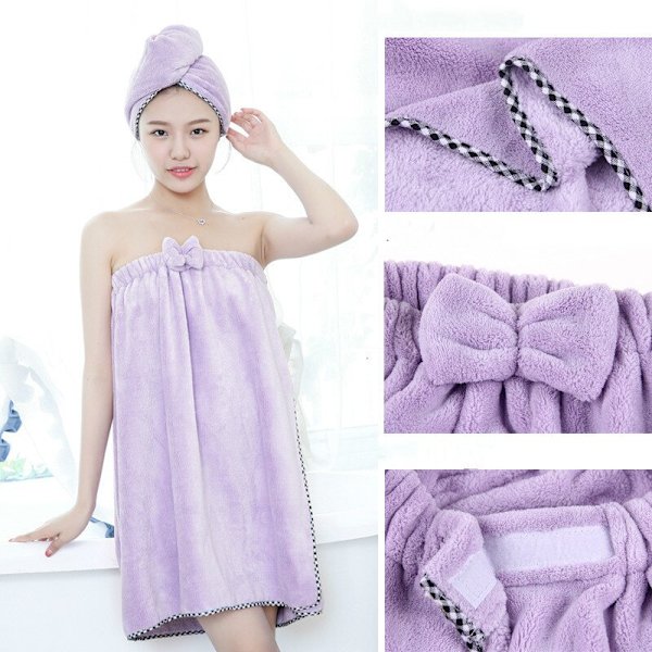 Bowknot Morgonrock Badkjol Superabsorberande cap Snabb