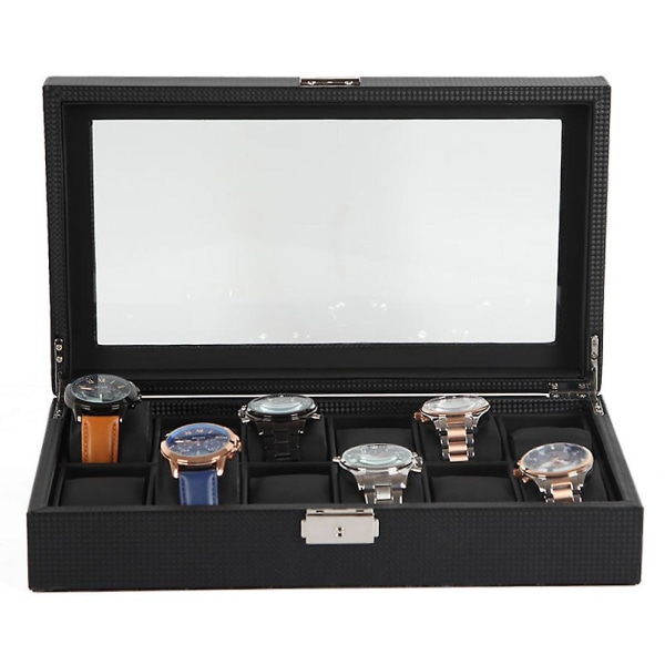 Kolfiber watch Box 12 platser Watch Display case