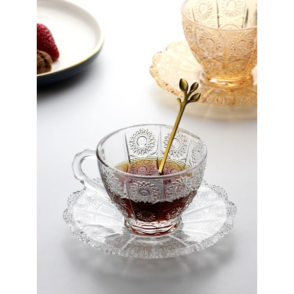 Europeisk stil solros glas kaffekopp och fat Set