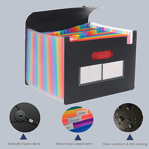 Stor kapacitet 24 fickor A4 Accordian organizer med
