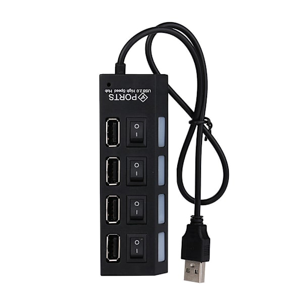 Nya 4-portars USB 2.0 Hub På/Av-brytare + DC power