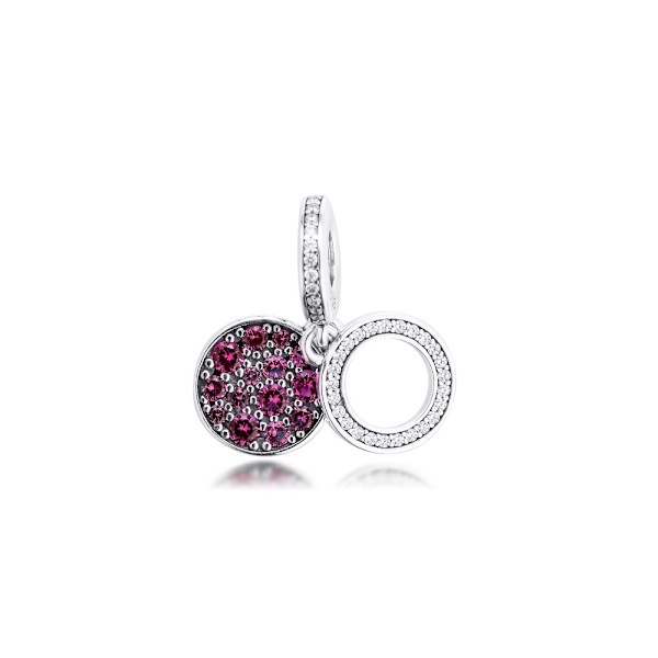 Pärlor Armband Sparkling Red Disc Double Dangle Charms 925
