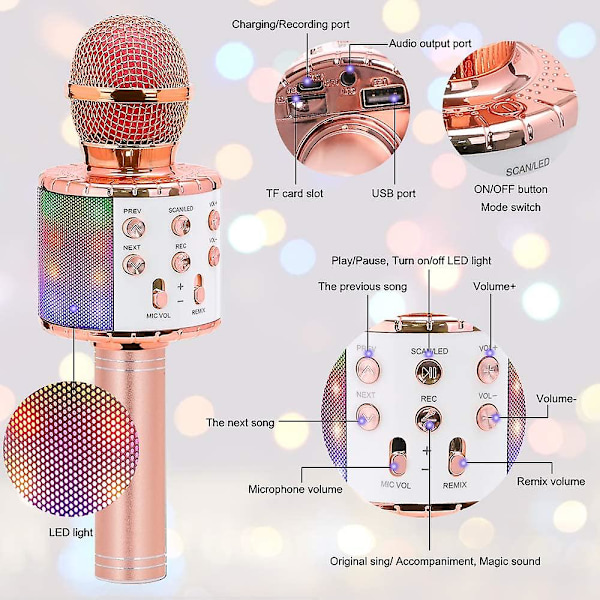 Trådlös karaoke mikrofon Bluetooth handhållen,