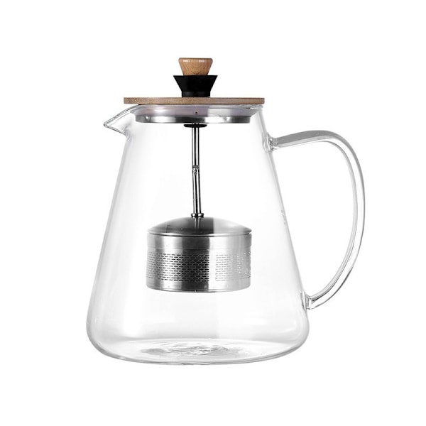 Infuser tekanna i rostfritt stål genomskinligt Borosilica glasfilter