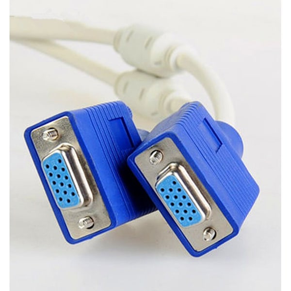 RGB VGA SVGA hane till 2 VGA två HDB15 kvinnlig splitteradapter