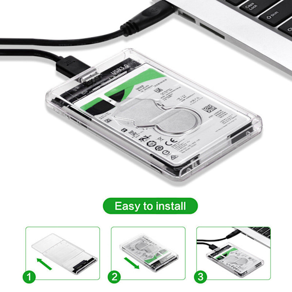 USB 3.0 SSD Mekanisk Disk Transparent Mobil hårddiskbox