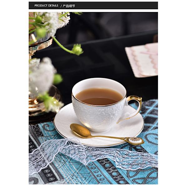 Keramisk kaffekopp och fat set lyx blomma tekopp med