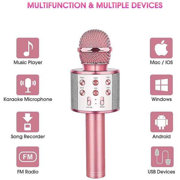 Trådlös karaoke mikrofon Bluetooth handhållen,