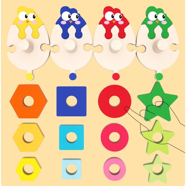 Trä Geometriska Pussel Stapling Spel Pussel Leksaker Lärande