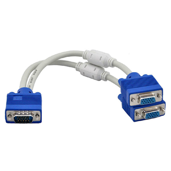 RGB VGA SVGA hane till 2 VGA två HDB15 kvinnlig splitteradapter