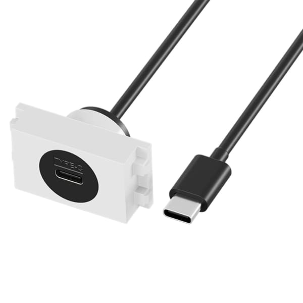 USB C hann til hunn kabel Type C stikkontakt veggpanel for lading og data