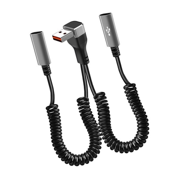 Multifunksjonell fjær teleskopisk ladekabel USB Type C for biltilbehør