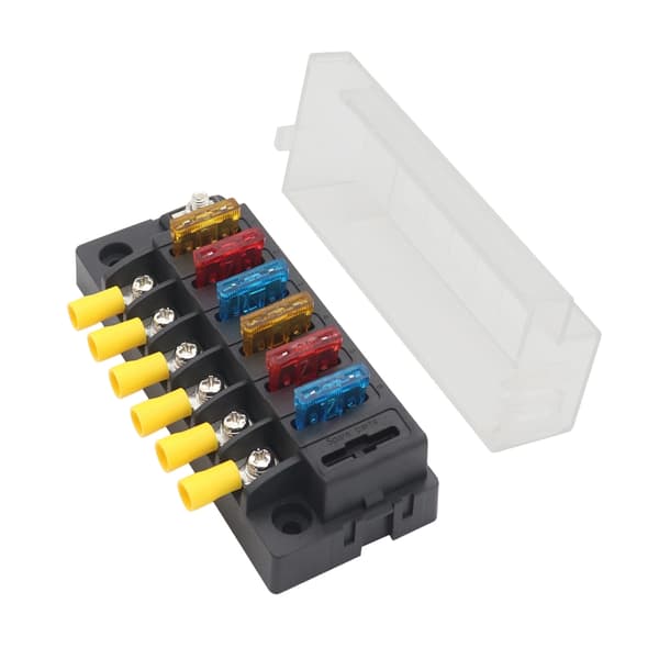 6-vägs säkringsblock bilsäkringsblock med 6 bladsäkringar och plastlock null - B