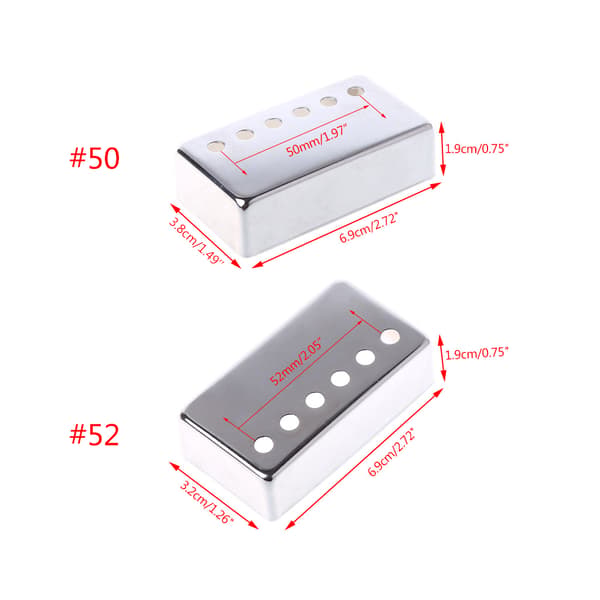 för LP Pickup Cover Humbucker 6 hål Silver 50 52 Koppar Gitarr Pickup Covers 50mm