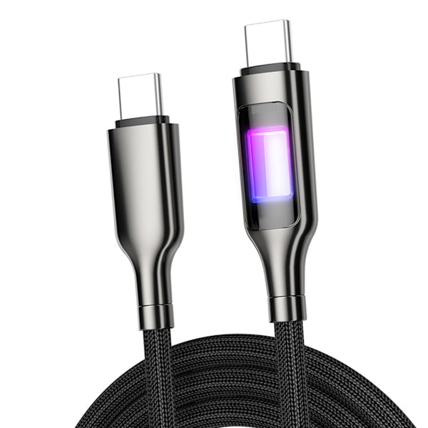 Fargerik LED Type C til Type C-kabel 100W hurtiglading