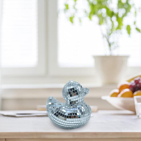 Silver Anka Reflekterande Prydnad Speglade Discos Figur för Festdekoration Silver
