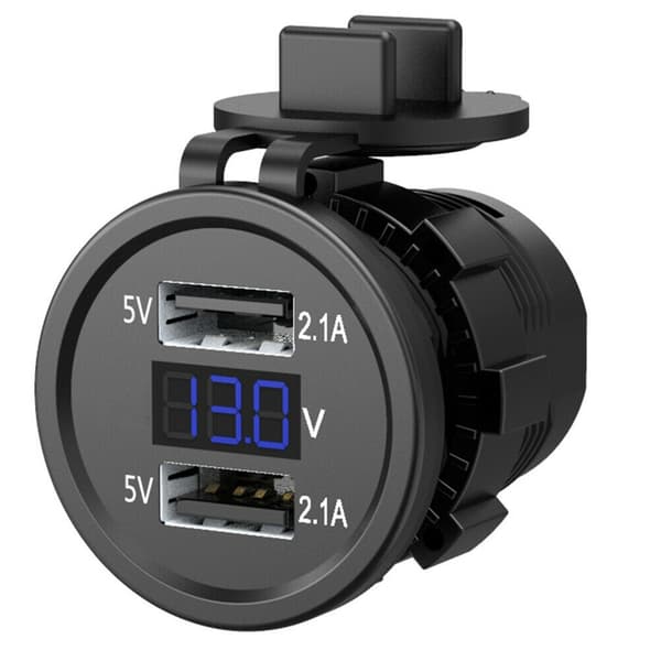 5V 2.1A Vandtæt USB-opladerstikadapter Strømudtag med display