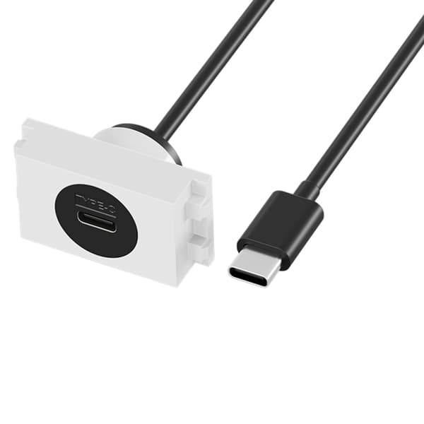USB C hann til hunn kabel Type C stikkontakt veggpanel for lading og data