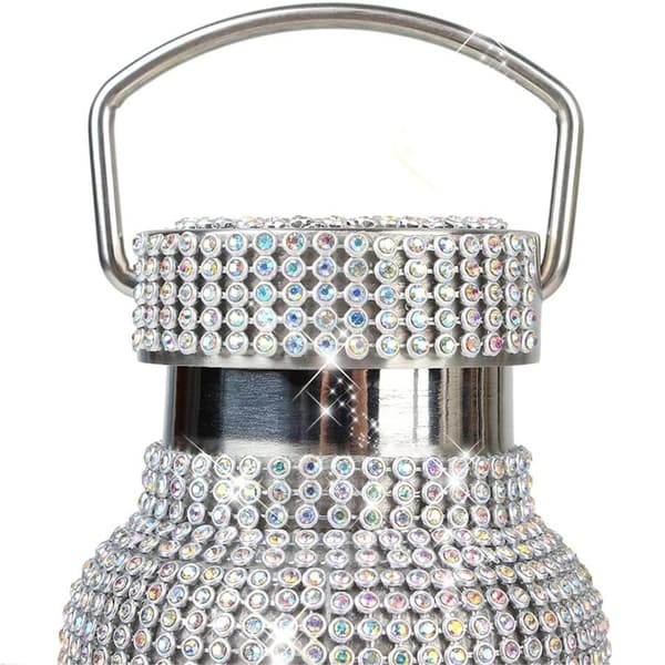 Diamantvattenflaska i rostfritt stål, strass, diamantisolerad Silver 350ML